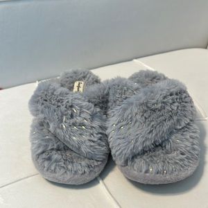 Kids slippers - grey with gold sparkles